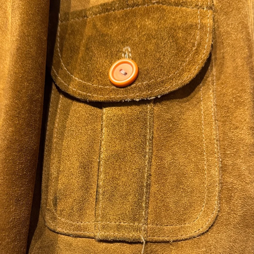 Men's Vintage 60s/70s Brown Suede Leather Belted Jacket - Picture 10 of 13